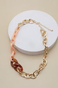 Collier ras du cou en résine givrée blanche avec chaîne à maillons à motifs en acrylique, doré, pour femme, bijou pendentif - Product Image 3
