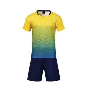 Conjunto de Camiseta de Fútbol para Hombre con Degradado Amarillo y Azul, Cuello en V, Manga Corta, Absorbe la Humedad, Uniforme Sublimado, Ropa Deportiva de Verano para Adultos - Product Image 2