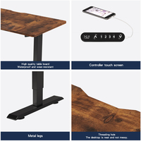 Bureau debout électrique brun rustique, table relevable moderne à hauteur réglable. Convient comme bureau d'ordinateur et bureau de jeu pour la maison