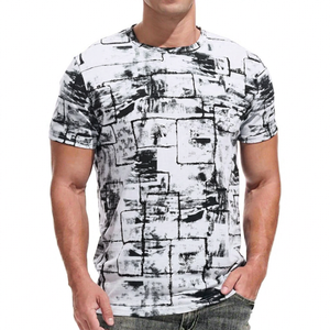 Men's <b>Red</b> Print Short Sleeve T-<b>Shirt</b> Slim Fit O-Neck Casual Knitted Breathable Polyester <b>Shirt</b> - Product Image 3