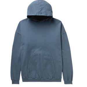 เสื้อฮู้ดดี้ผู้ชายแบบดิสเทรส สีน้ำเงินฟอก ทรงโอเวอร์ไซส์ ผ้าฟลีซคอตตอน มีฮู้ด สไตล์สตรีทแวร์  รับสกรีนโลโก้ ขายส่งจำนวนมาก - Product Image 1