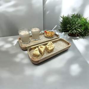 Bandeja de Servir Rectangular de Madera Rústica con Diseño Floral, Servidor de Café, Decoración de Cocina, Decoración Ecológica, Multiusos, para Regalo - Product Image 2