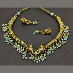 Ensemble de collier élégant 10575621WH avec diamants et pierres naturelles, plaqué rhodium, bijoux ethniques raffinés pour mariage, fête, anniversaires - Product Image 1