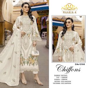 ชุดชีฟองปากีสถานพร้อมงานปักเลื่อมและมุก  ชุดออกงานดีไซเนอร์สำหรับงานแต่งงานและงานเทศกาล - Product Image 2