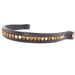 Banda de ceja de caballo de cuero acolchado suave y recto personalizado con cristales de vidrio brillante multicolor banda de ceja de cadena ostentosa para brida - Product Image 3