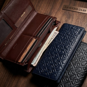 Portefeuille long en cuir véritable unisexe avec fermeture à boucle, design minimaliste de luxe, utilisation quotidienne, durable, vente en gros de portefeuilles - Product Image 1