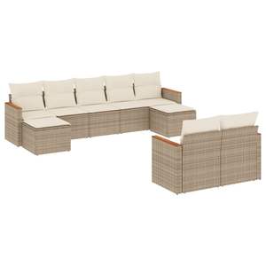 Conjunto de Sofás Modulares Grandes de Ratán Sintético PE Beige para Jardín, Muebles Modulares Cómodos para Exteriores - Product Image 2