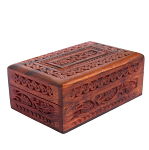 Caja de Joyería de Madera Hecha a Mano, Artesanía Única en Madera, Organizador de Joyas para Mujer, Decoración Cuadrada con Elefante - Product Image 5