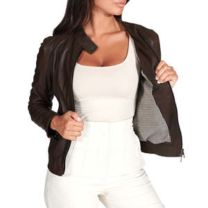 Dernier design 2026 – Vestes en cuir véritable pour femmes, tendance, imperméables, respirantes, avec logo personnalisé, style et couleur au choix, doublure en nylon – Vente chaude - Product Image 6