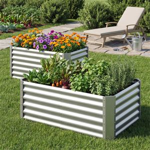 Bac de Jardin Surélevé en Acier Galvanisé 4 x 2 x 2 pieds, Jardinière Extérieure en Fer pour Légumes, Herbes et Fleurs, Dimensions en cm - Product Image 2