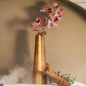 Florero Cilíndrico Moderno y Minimalista de Bambú y Madera, Ideal para Decoración del Hogar en Salas de Estar y Dormitorios - Product Image 1