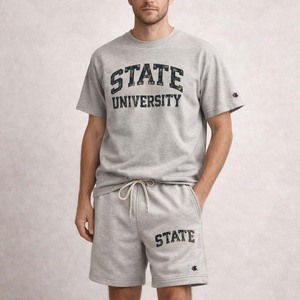 Conjunto de Camiseta y Pantalones Cortos Deportivos para Hombre, Estilo Universitario, Transpirable, para Verano, Venta al Por Mayor - Product Image 1