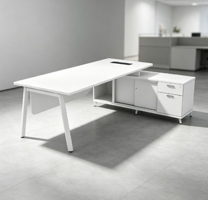 Escritorio Ejecutivo Rectangular Moderno, Diseño Minimalista Independiente, Material de Acero Blanco, Muebles Comerciales Ergonómicos - Product Image 1