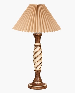 White twist wood <b>table</b> lamp pleated shade rustic farmhouse <b>bedside</b> lighting for bedroom living room home decor wholesale OEM - Product Image 1