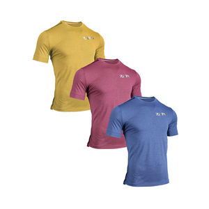 T-shirt de course 5K pour homme à manches courtes, col roulé, en coton tricoté, avec imprimé lettre sur le devant, coupe classique, respirant et séchage rapide - Product Image 5