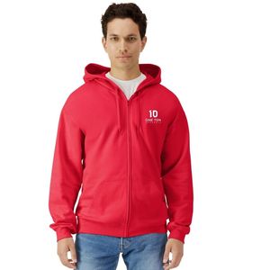 Sweat-shirt à capuche zippé intégral en polaire mi-lourde pour adulte, rouge, doux, chaud, décontracté, confortable, personnalisable, vente en gros pour moi - Product Image 2