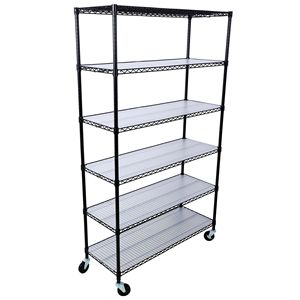 Capacità di 6000lbs 6-Tier per uso commerciale di qualità in acciaio per oggetti di stoccaggio 82 "H X 48" L X 18 "D ripiani in filo nero - Product Image 4