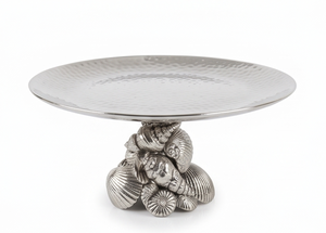 Premium Round Silver <b>Cake</b> <b>Stand</b> with Shell Base Handmade Design Ideal For Wedding and Birthday Party <b>Cake</b> Displays - Product Image 3