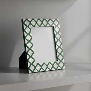 Hand Crafted Mother of Pearl Inlay Photo <b>Frame</b> | Green Resin Geometric <b>Frame</b> | Handmade Home Decor - Product Image 6