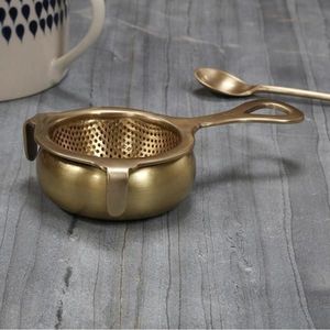 Antique Finish Brass <b>Tea</b> Infuser <b>Set</b> with Bowl Factory Direct Wholesale Cheap Price Loose <b>Tea</b> Brewing Kitchen Tool - Product Image 1