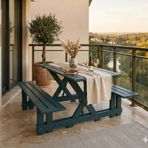 Conjunto de Muebles de Exterior Premium Hechos de Madera Contrachapada de Pino Americano con Revestimiento Resistente a la Intemperie de Alta Calidad - Product Image 1