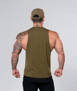 Débardeur sans manches pour homme, vert olive, col rond, style décontracté, coton tricoté, coupe ajustée - Product Image 3