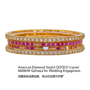 American Diamond Studded Gold Plated <b>Copper</b> <b>Bangles</b> for Wedding Engagement - Product Image 2