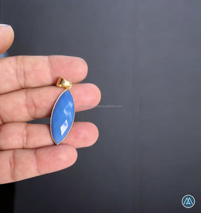 Top vente bleu Onyx pendentif collier qualité pierre précieuse naturelle à facettes sculpté mode cristal bijoux en vrac pour la vente en gros - Product Image 5