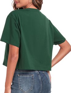 Womens Cropped Tee Shirt Soft Breathable Cotton Short Sleeve Round Neck Slim Fit Fashion Streetwear Custom Design Manufacturer - Product Image 2