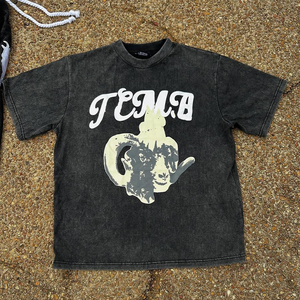 เสื้อยืดพิมพ์ลาย Dtg เสื้อยืดโอเวอร์ไซส์พิมพ์ลายกราฟิกเสื้อยืดพิมพ์ลายเทอร์รี่บ็อกซี่สำหรับฤดูร้อน - Product Image 3