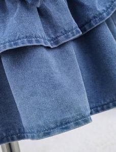 Conjunto de Top de Mezclilla con Volantes y Pantalones Cortos para Niñas con Detalle de Lazo - Product Image 5