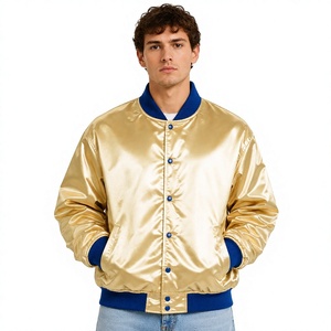 Blouson universitaire personnalisé en satin pour homme, blouson bomber d'équipe en gros, patch brodé avec logo d'équipe universitaire, fabrication sous marque privée - Product Image 1