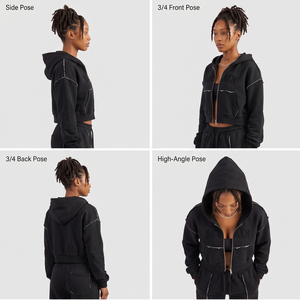 Women's Winter Wear Crop Hoodie Outer <b>Distressed</b> Fleece Cotton Zipper Hood Ladies Customized Front Chenille Embroidery Crop <b>Top</b> - Product Image 5