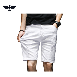 Shorts de Mezclilla Blancos Desgastados para Hombre, Corte Recto, Cintura Media, Estilo Casual de Verano, 100% Algodón - Product Image 6