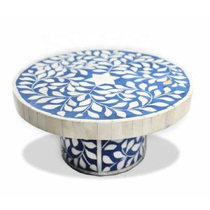 Nouveauté : Plateau rond à motifs floraux en os incrusté, fait à la main, pour gâteaux, présentoir à desserts, supports à cupcakes, service décoratif - Product Image 3