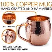 Hammered Copper Mug <b>Cup</b> <b>With</b> Handle Vintage Style Drinkware for Party Heat Resistant Cocktail Beer Mug Set of 4 - Product Image 2