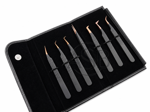 Pinzas para Pestañas Negras con Puntas de Oro Rosa, Agarre de Diamante, Precisión, Acero Inoxidable, Pinzas para Extensión de Volumen, Pinzas para Pestañas de Alta Calidad - Product Image 4