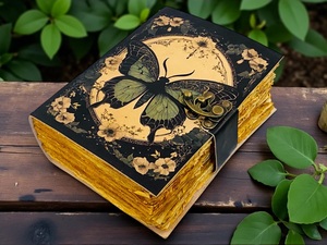 Diario Grimoire Vintage de Cuero con Diseño de Mariposa, 400 Páginas, Libro de Hechizos en Blanco para Brujas y Regalo - Product Image 6