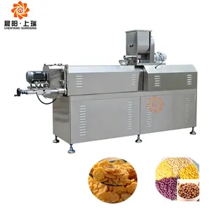 Corn flakes breakfast cereal making machine extruder production line