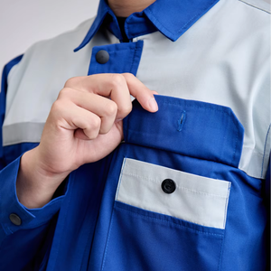 Ensemble de vêtements de travail haute visibilité pour hommes FMF - Tissu TC respirant, durable, infroissable et lavable, bleu-gris, manches courtes - Product Image 5