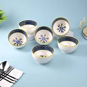 Premium Handpainted Bohemian Ceramic Bowls <b>Set</b> of 6 <b>Microwave</b> Oven Safe Eco-Friendly Pasta Bowls Design - Product Image 3