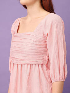 Vestidos Elegantes para Mujer, Nuevas Llegadas, Cuello en V, Estampado Floral, Manga Media, Midi, Cruzado, Plisado, con Botones, Georgette, Ecológicos - Product Image 3