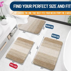 Hot Selling 17"x24" Microfiber Bath <b>Mat</b> Super <b>Absorbent</b> Non-Slip Floor Thick Plush Shaggy Tufted Bathroom Rug Washable Hotel - Product Image 2