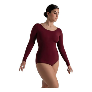 Maillot de Ballet para Niñas, de Terciopelo, Manga Larga, Azul Marino, para Entrenamiento de Danza y Gimnasia, con Cintura Elástica - Product Image 1