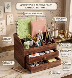 Caja de Almacenamiento de Maquillaje de Madera Económica para Artículos de Belleza, Lápices Labiales, Brochas y Accesorios Pequeños con Diseño Decorativo Tallado - Product Image 6
