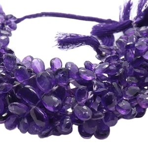Perles d'améthyste africaine naturelle facettées en forme de poire, 7x10 mm, perles de pierres précieuses d'améthyste, perles d'améthyste violettes pour la création de bijoux - Product Image 1