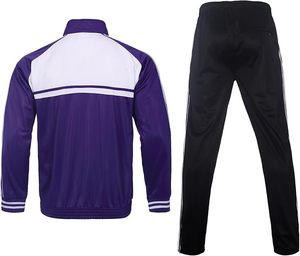 Men's <b>Purple</b> White Color Blocking Track <b>Suit</b> Full Sleeve Zipper Stand Collar Sporty Style Autumn Wear Breathable Regular Fit - Product Image 5