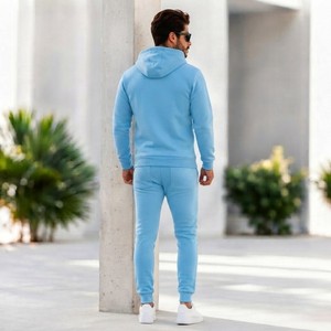 Conjunto Deportivo de Invierno para Hombre, 2 Piezas, Sudadera de Forro Polar con Estampado de Manga Larga y Pantalones, Sudadera con Capucha Informal de Color Sólido - Product Image 4