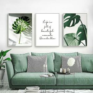 UVISION Original Green Leaf Abstract UV Printed Canvas Wall <b>Art</b> <b>Set</b> Minimalist Home Decor - Product Image 3