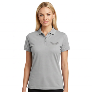 Polo en coton à manches courtes gris pour homme avec logo brodé en forme d'aile, style décontracté, coupe classique - Product Image 2